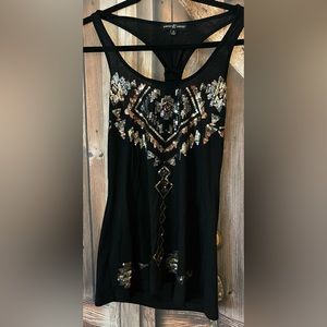 Black tank top with gold& bronze sequins. Almost Famous size small.